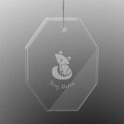 Foxy Mama Engraved Glass Ornament - Octagon
