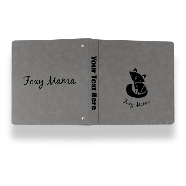 Foxy Mama Leather Binder - 1" - Grey - Back Spine Front View