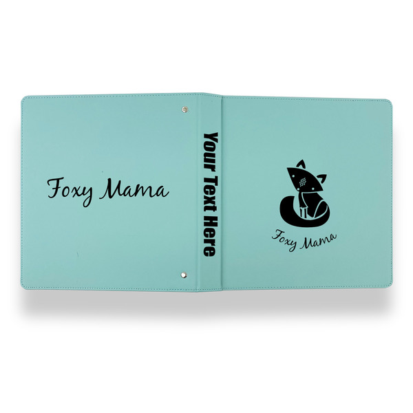 Foxy Mama Leather Binder - 1" - Teal - Back Spine Front View
