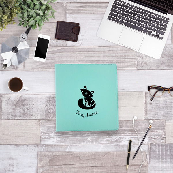 Foxy Mama Leather Binder - 1" - Teal - Lifestyle View