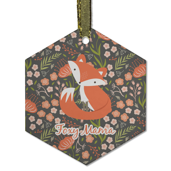 Custom Foxy Mama Flat Glass Ornament - Hexagon