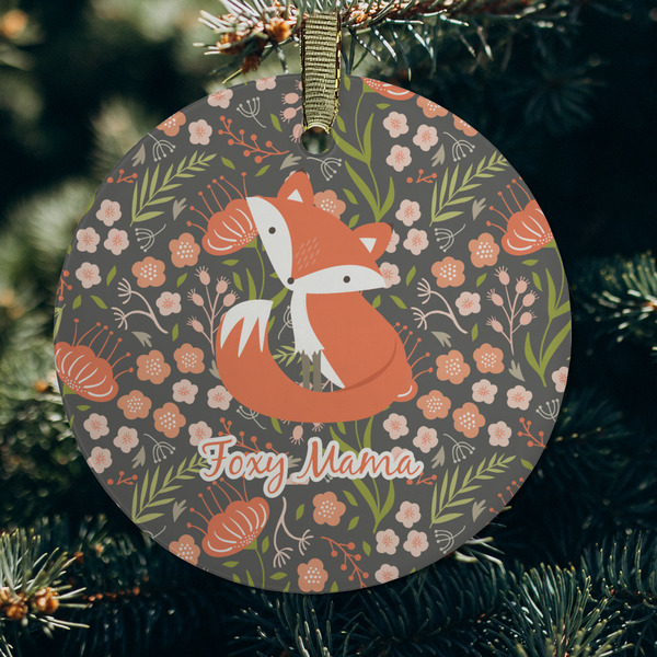 Foxy Mama Frosted Glass Ornament - Round (Lifestyle)