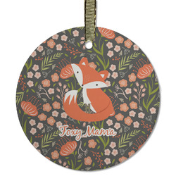 Foxy Mama Flat Glass Ornament - Round
