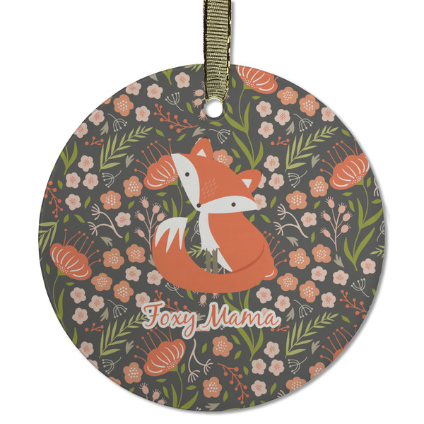 Custom Foxy Mama Flat Glass Ornament - Round