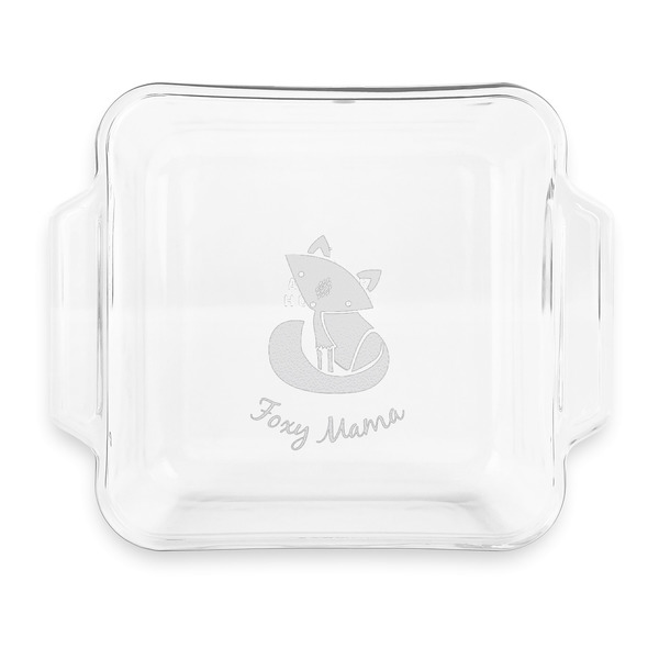 Custom Foxy Mama Glass Cake Dish with Truefit Lid - 8in x 8in
