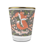 Foxy Mama Glass Shot Glass - 1.5 oz - with Gold Rim - Set of 4