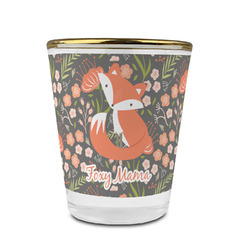 Foxy Mama Glass Shot Glass - 1.5 oz - with Gold Rim - Set of 4