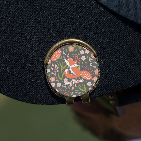 Foxy Mama Golf Ball Marker Hat Clip - Gold - On Hat