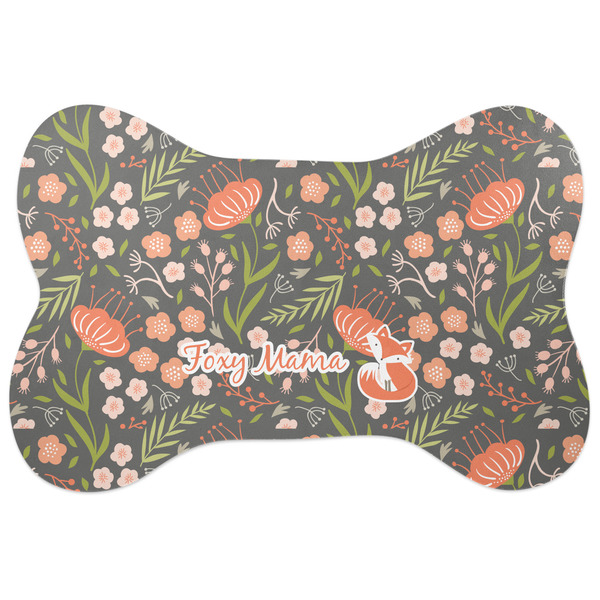 Custom Foxy Mama Bone Shaped Dog Food Mat (Large)