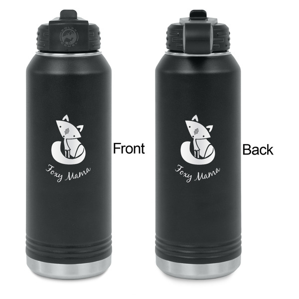 Foxy Mama Laser Engraved Water Bottles - Front & Back Engraving - Front & Back View
