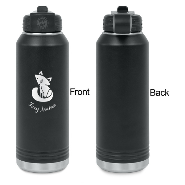 Foxy Mama Laser Engraved Water Bottles - Front Engraving - Front & Back View