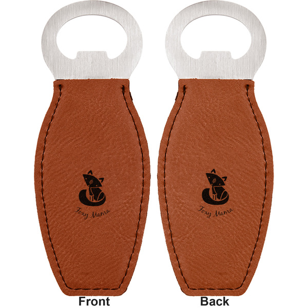 Foxy Mama Leather Bar Bottle Opener - Front and Back