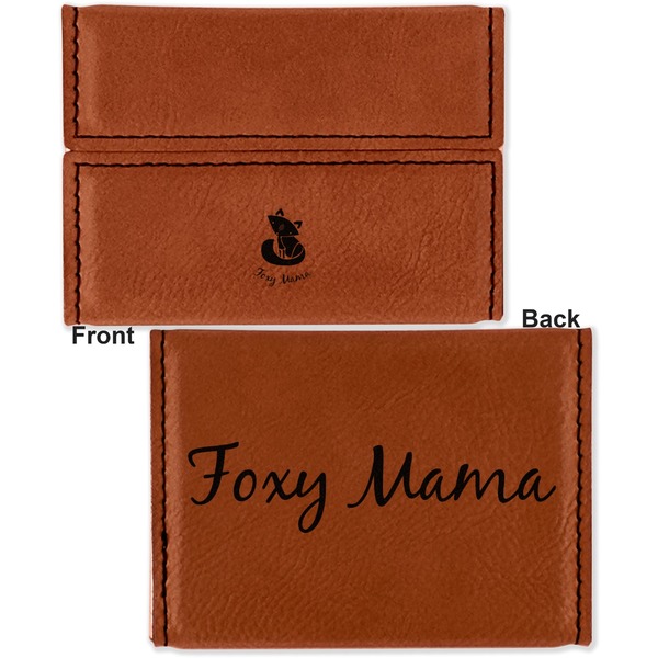 Foxy Mama Leather Business Card Holder - Front Back