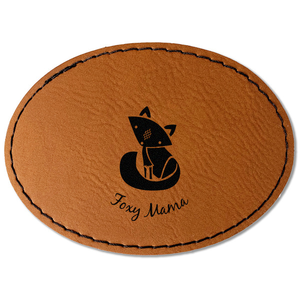 Custom Foxy Mama Faux Leather Iron On Patch - Oval