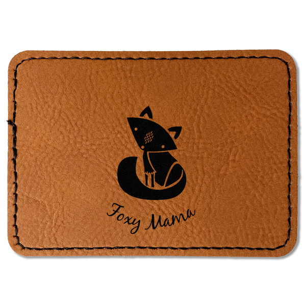 Custom Foxy Mama Faux Leather Iron On Patch - Rectangle