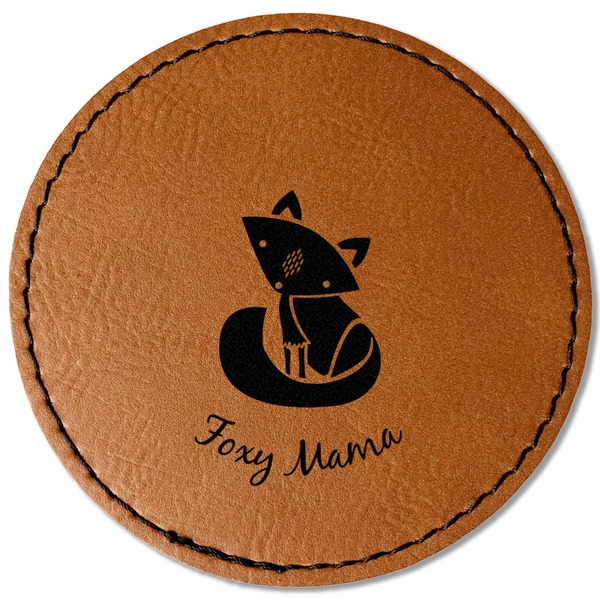 Custom Foxy Mama Faux Leather Iron On Patch - Round