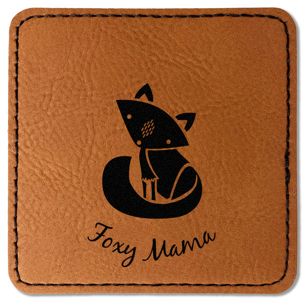 Custom Foxy Mama Faux Leather Iron On Patch - Square