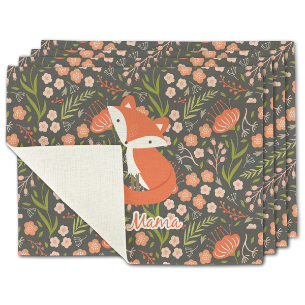 Custom Foxy Mama Single-Sided Linen Placemat - Set of 4