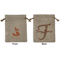 Foxy Mama Medium Burlap Gift Bag - Front & Back