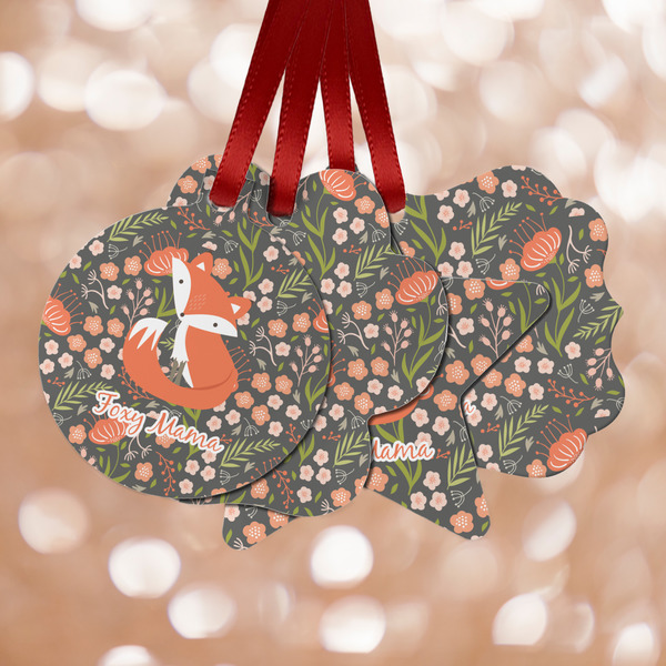 Custom Foxy Mama Metal Ornaments - Double Sided
