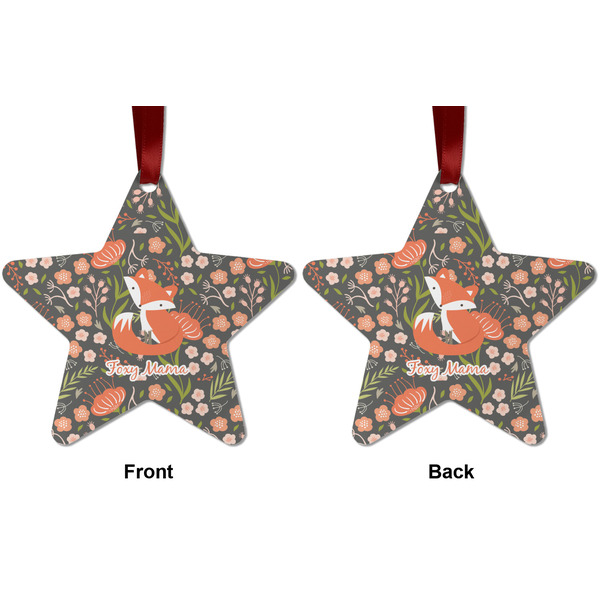 Foxy Mama Metal Star Ornament - Front and Back