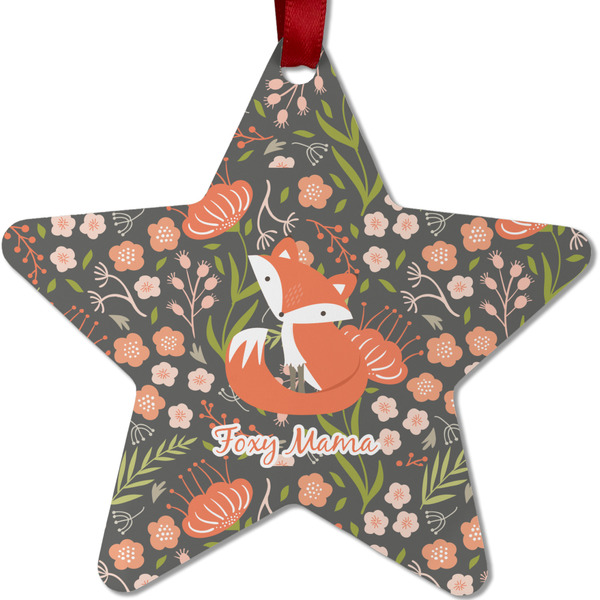 Custom Foxy Mama Metal Star Ornament - Double Sided
