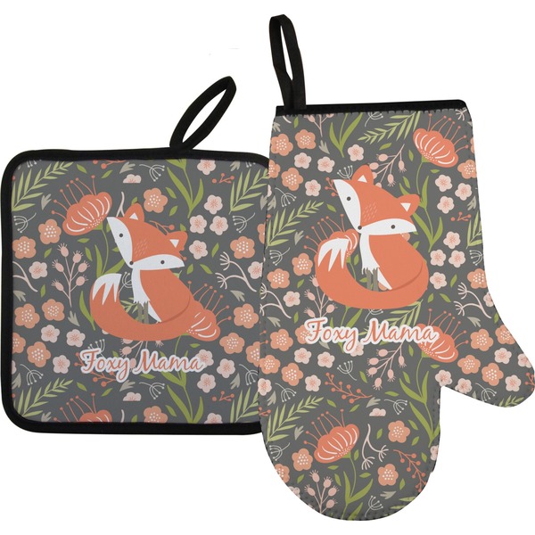 Custom Foxy Mama Right Oven Mitt & Pot Holder Set
