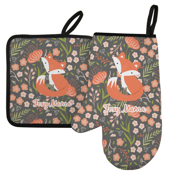 Custom Foxy Mama Left Oven Mitt & Pot Holder Set