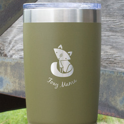 Foxy Mama 20 oz Stainless Steel Tumbler - Olive - Double Sided