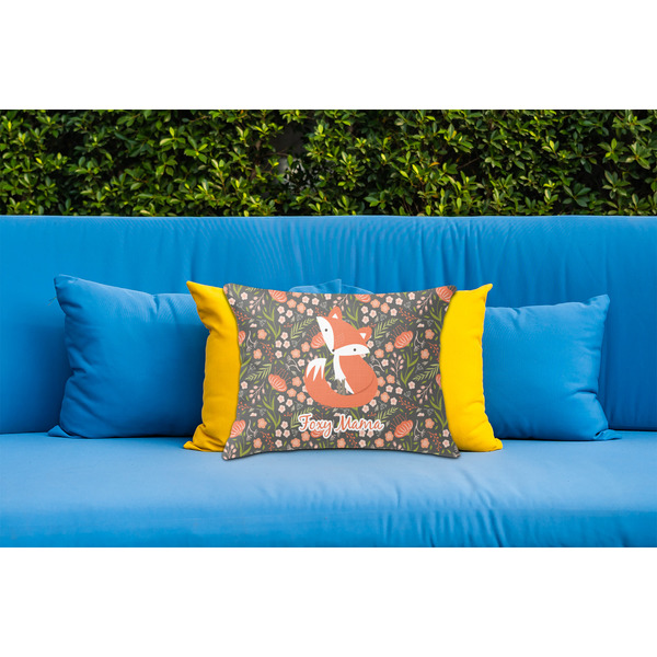 Foxy Mama Outdoor Throw Pillow  - LIFESTYLE (Rectangular - 20x14)