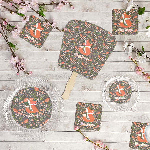 Foxy Mama Party Supplies Combination Image - All items - Plates, Coasters, Fans