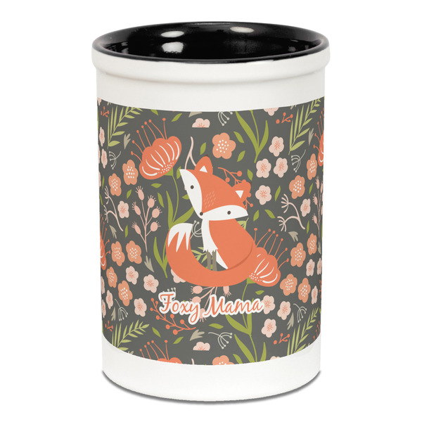 Custom Foxy Mama Ceramic Pencil Holders - Black