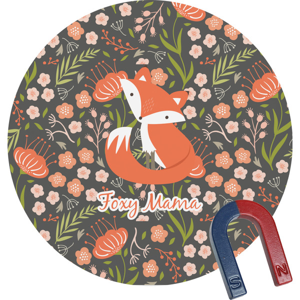 Custom Foxy Mama Round Fridge Magnet