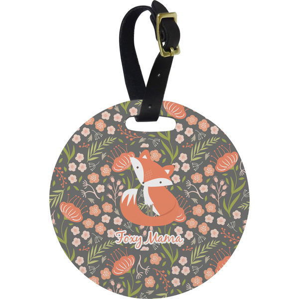 Custom Foxy Mama Plastic Luggage Tag - Round