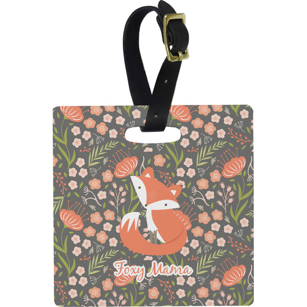 Custom Foxy Mama Plastic Luggage Tag - Square