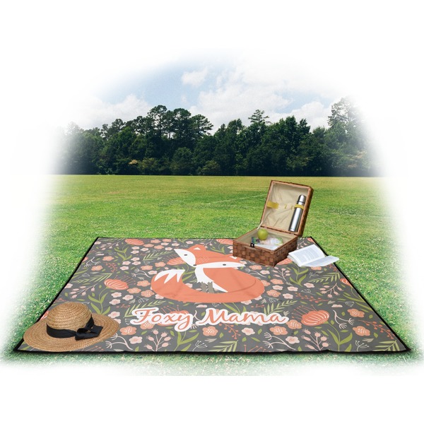 Foxy Mama Picnic Blanket - with Basket Hat and Book - in Use