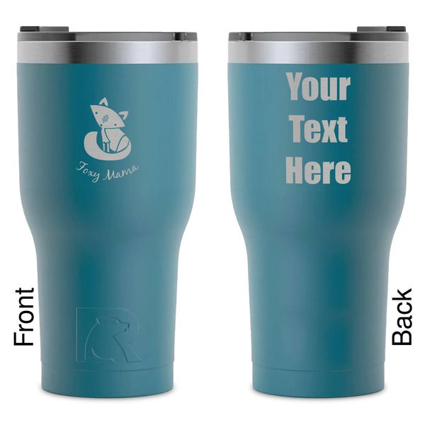 Custom Foxy Mama RTIC Tumbler - Dark Teal - Laser Engraved - Double-Sided