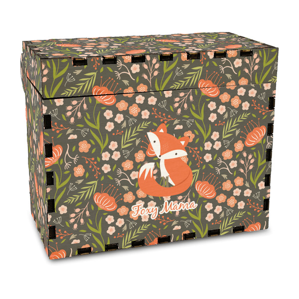 Custom Foxy Mama Wood Recipe Box - Full Color Print