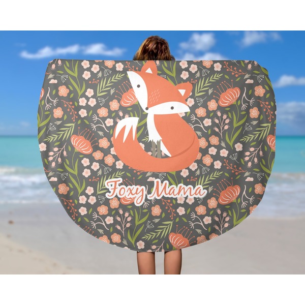 Foxy Mama Round Beach Towel - In Use