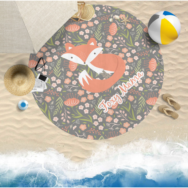 Foxy Mama Round Beach Towel Lifestyle
