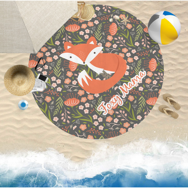 Foxy Mama Round Beach Towel Lifestyle