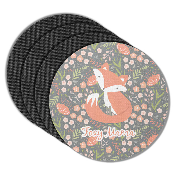 Custom Foxy Mama Round Rubber Backed Coasters - Set of 4