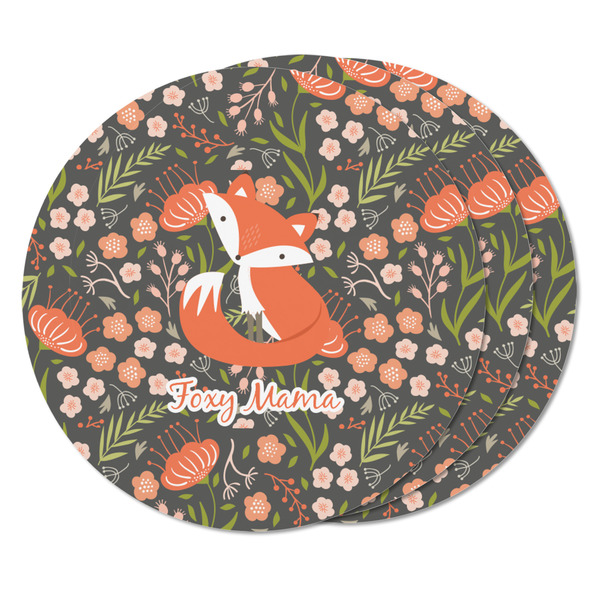 Foxy Mama Round Fridge Magnet - THREE