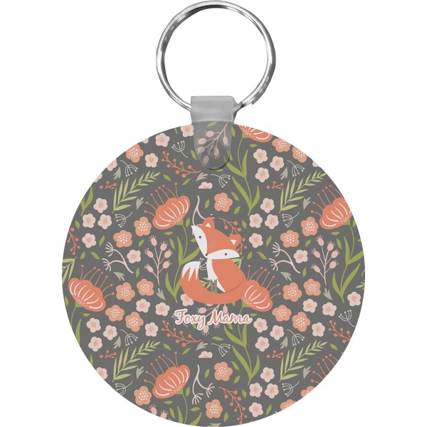 Custom Foxy Mama Round Plastic Keychain