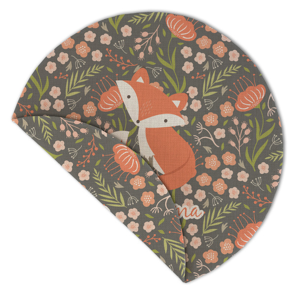Foxy Mama Round Linen Placemats - Front (folded corner double sided)