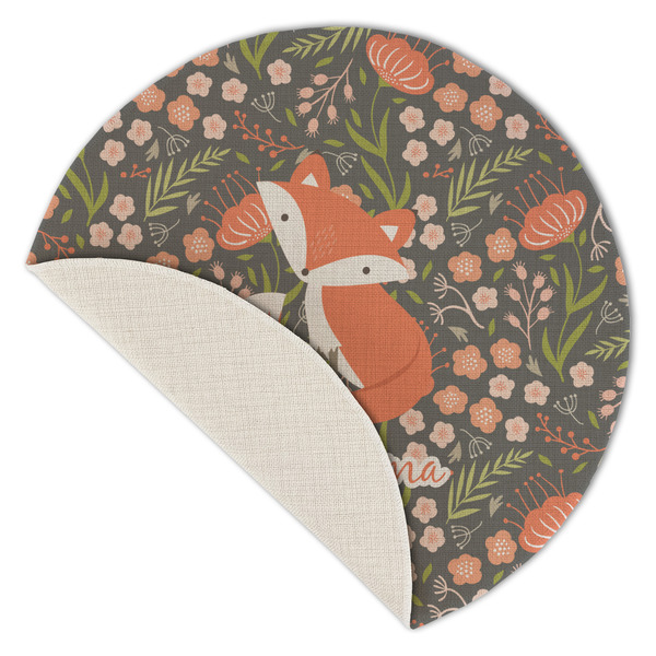 Foxy Mama Round Linen Placemats - Front (folded corner single sided)