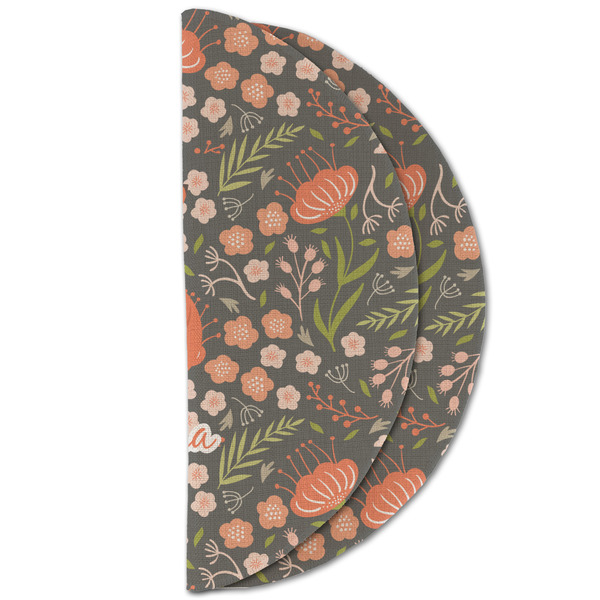 Foxy Mama Round Linen Placemats - HALF FOLDED (double sided)