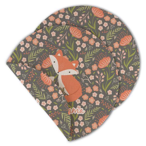 Custom Foxy Mama Round Linen Placemat - Double Sided