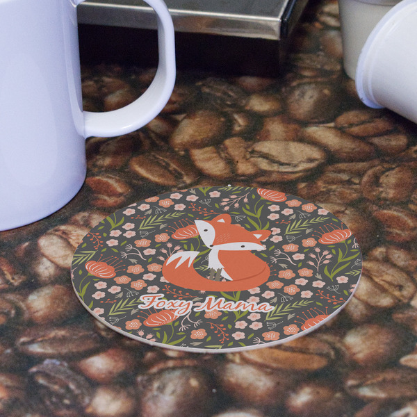 Foxy Mama Round Paper Coaster - Front
