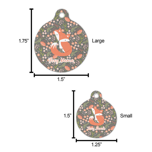 Foxy Mama Round Pet ID Tag - Large - Comparison Scale